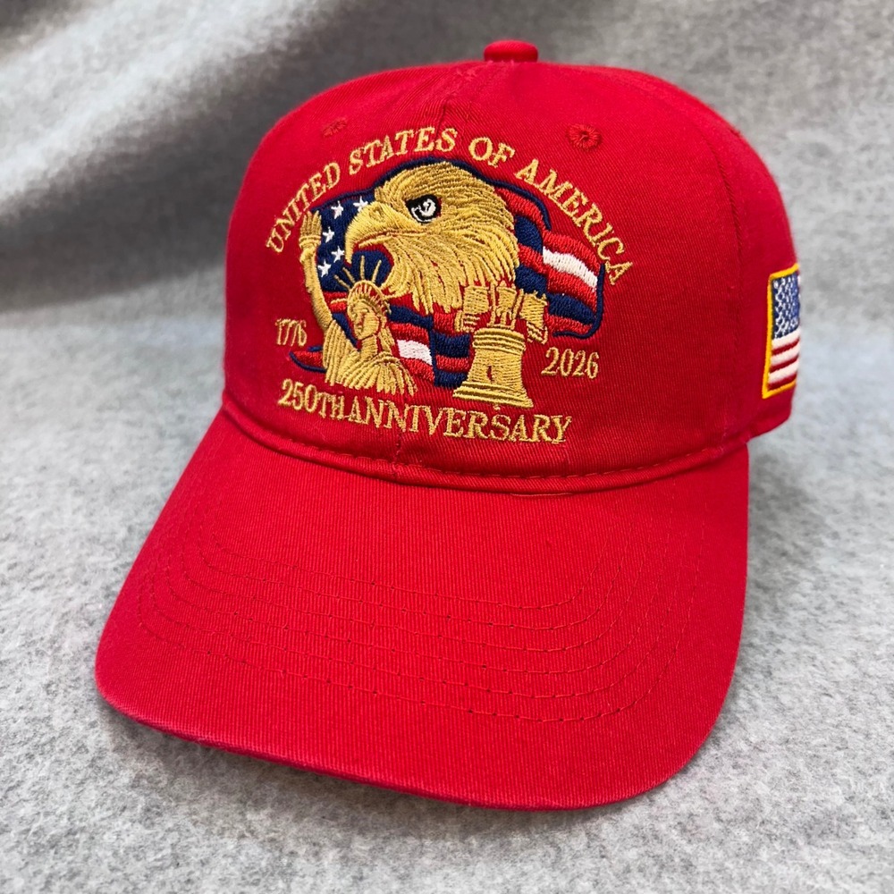 USA 250th Anniversary Unisex Red Unbranded Hat Patriotic Eagle Flag OSFM